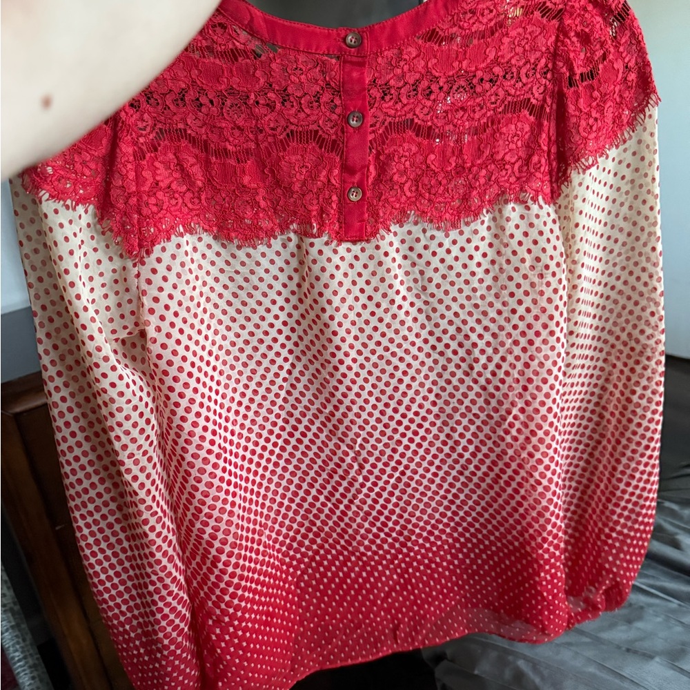 Red Lace Polka Dot Blouse